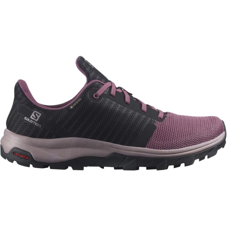 Black / Purple Salomon Outbound Prism GTX Women\'s Hiking Shoes | PH 80592I